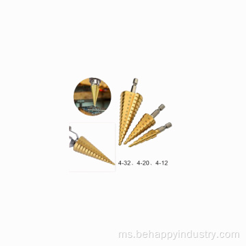 HSS Tin-Coated Step Drill Set untuk Metal Drilling